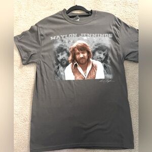 BRAND NEW WAYLON JENNINGS FACE MENS GRAY T SHIRT SZ MED